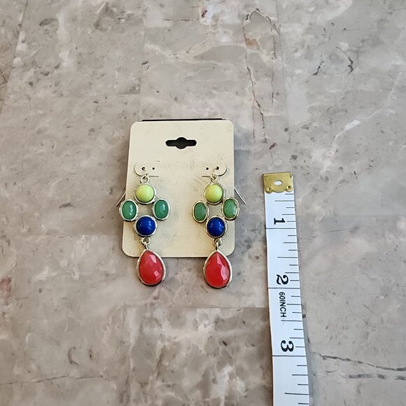 Stony Multi-Colored Beaded Dangle Earrings - Picture 2 of 5